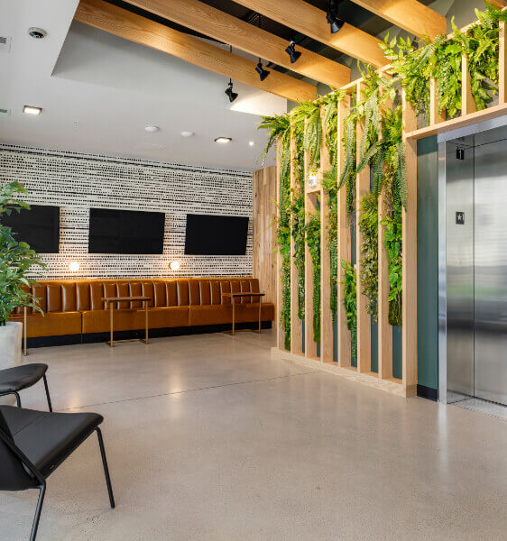 the trademark apartments lobby and elevator