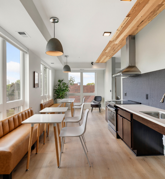 trademark minneapolis shared space seating and kitchen area