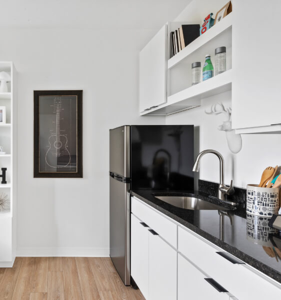 a trademark apartment kitchen